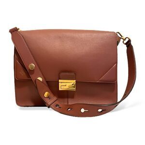 ❤️SOLD❤️Fendi Kan U Rust Brown Calfskin Leather Large Shoulder Bag